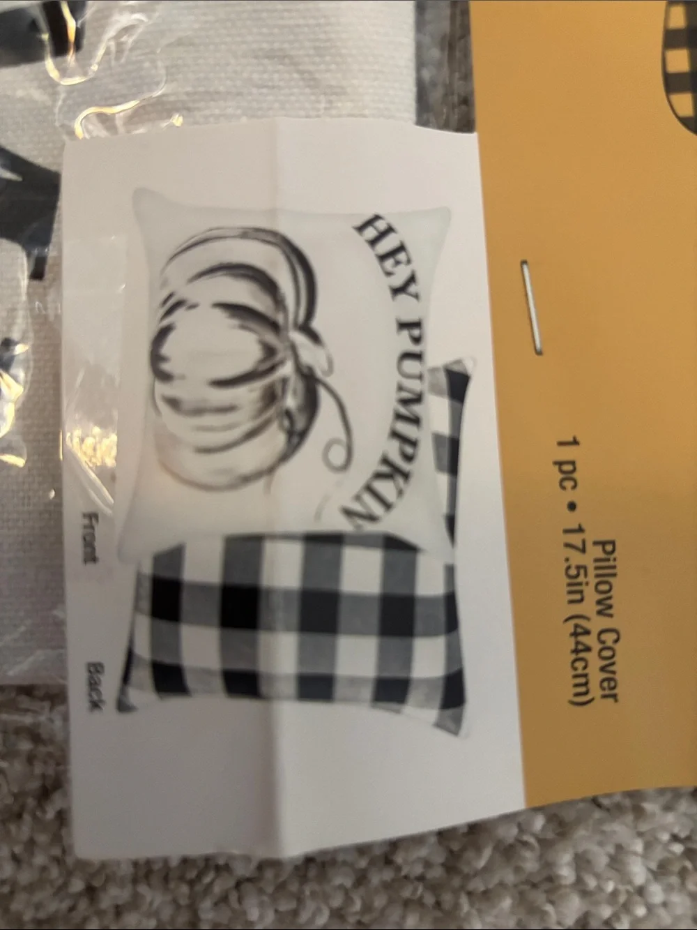 Robert Stanley 'Hey Pumpkin' Black & White Pillow Cover